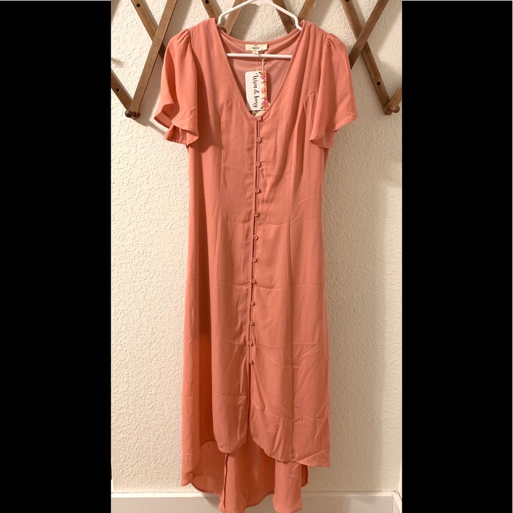 Pink button down dress